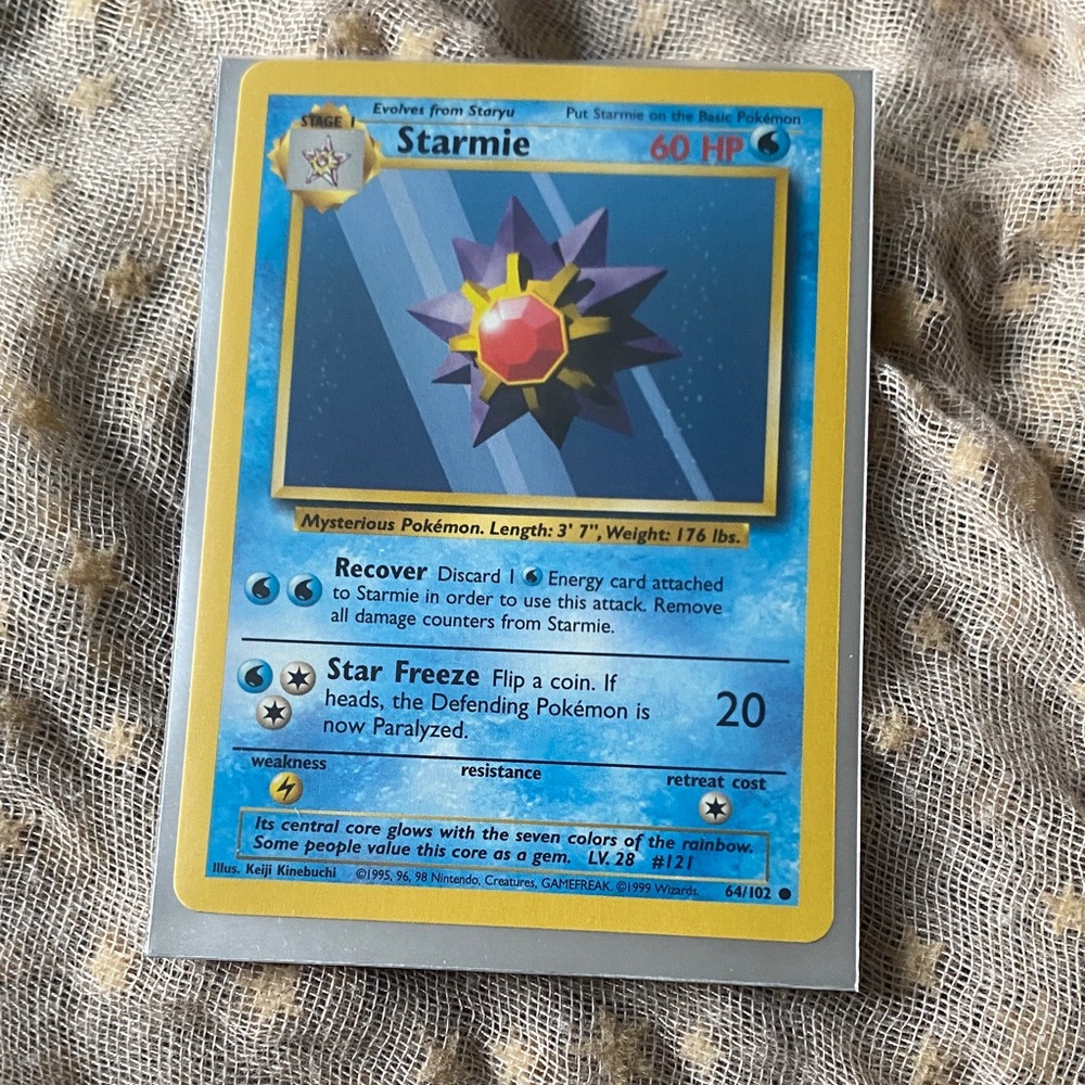 Starmie Pokémon Card with Blue and Yellow Design